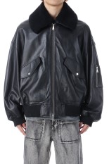 Sheep Leather Mouton G-1 Flight Jacket - BLACK (11242211209)