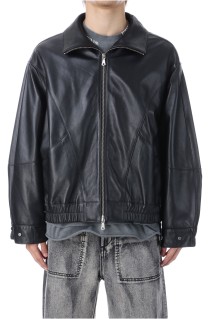 Sheep Leather Stand Collar Blouson - BLACK (11259211201)