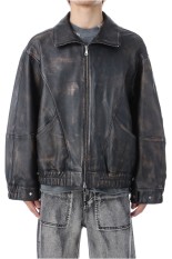 Sheep Leather Stand Collar Blouson - BROWN (11259211201)