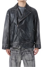 Sheep Leather Tailored Double Rider Jacket - DARK BLACK (11259211202)