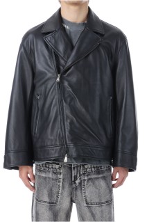 Sheep Leather Tailored Double Rider Jacket - BLACK (11259211202)