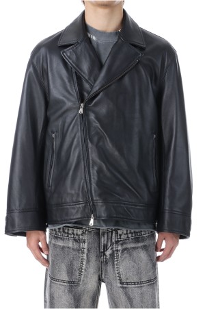 Sheep Leather Tailored Double Rider Jacket - BLACK (11259211202)