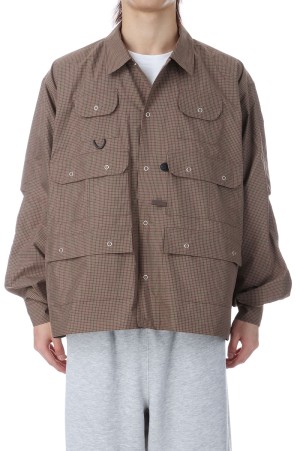 TECH MULTI FISHING POCKET SHIRT L/S - BROWN GRAY (BE-85026)