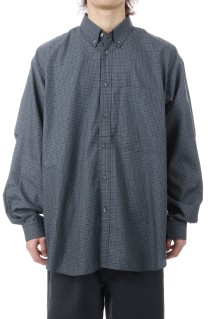 TECH BUTTON DOWN SHIRT L/S GREN PLAID - CHARCOAL (BE-80026)
