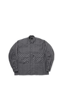 TECH SPORTS OPEN COLLAR SHIRT L/S GREN PLAID - CHARCOAL (BE-82026)