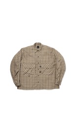 TECH SPORTS OPEN COLLAR SHIRT L/S GREN PLAID - BROWN GRAY (BE-82026)