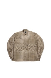 TECH SPORTS OPEN COLLAR SHIRT L/S GREN PLAID - BROWN GRAY (BE-82026)