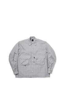 TECH SPORTS OPEN COLLAR SHIRT L/S GREN PLAID - LT.GRAY (BE-82026)