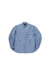 TECH MULTI POCKET CHAMBRAY SHIRT L/S - BLUE (BE-84026)