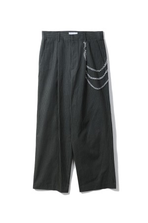 Printed One Tuck Trousers - Black(Stripe) (26-1302)