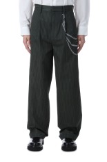 Printed One Tuck Trousers - Black(Stripe) (26-1302)