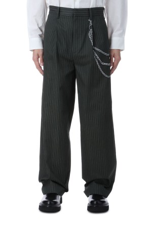 Printed One Tuck Trousers - Black(Stripe) (26-1302)