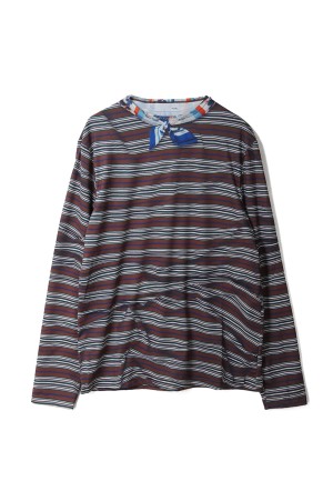 Printed Mock Neck T-shirts(L/S) - Brown (26-1204)