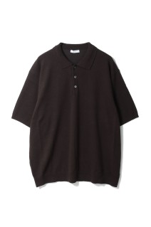 COTTON WASHI BOUCLE HALF SLEEVE POLO SWEATER - BROWN(035) (KRAGLM0202)