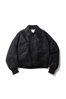 Nylon Twill 3D Embroidery Flight Jacket- BLACK (MM26SS-JK054)