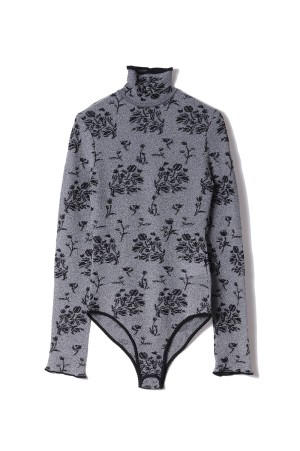 Floral Jacquard Knit Bodysuit - BLACK (MM26SS-KN082)