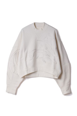 Floral Embroidery Short Sweat Top- ECRU (MM26SS-JS085)