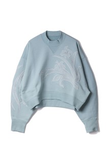 Floral Embroidery Short Sweat Top- LIGHT BLUE (MM26SS-JS085)