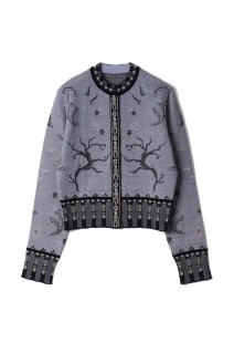 Layered Jacquard Knit Cardigan - BLACK (MM26SS-KN087)