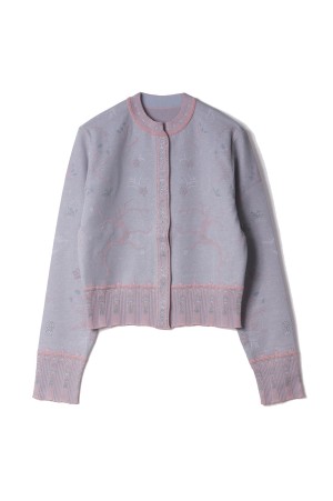 Layered Jacquard Knit Cardigan - PINK (MM26SS-KN087)