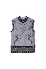 Layered Jacquard Sleeveless Knit Top  - BLACK (MM26SS-KN088)