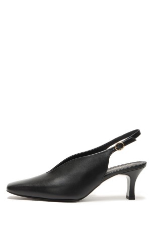 Curved Line Sling Back Heels - BLACK (MM26SS-AC301)