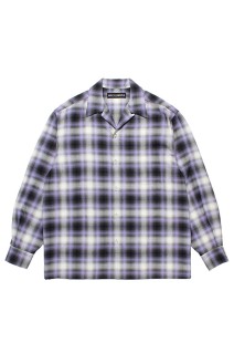OMBRE CHECK OPEN COLLAR SHIRT L/S ( TYPE-1 ) / PURPLE (25FW-WMS-OC05)