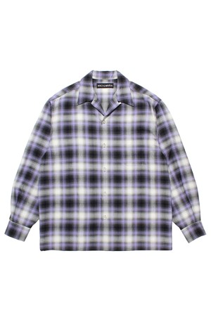 OMBRE CHECK OPEN COLLAR SHIRT L/S ( TYPE-1 ) / PURPLE (25FW-WMS-OC05)