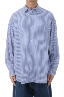Broad Stripe L/S Oversized Regular Collar Shirt - BLUE STRIPE (GM254-50022STB)