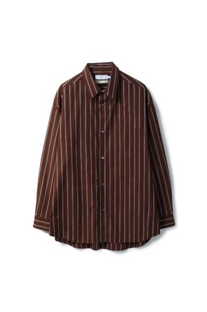 SIDOGRAS Stripe L/S Oversized Regular Collar Shirt - BROWN MULTI STRIPE (GM254-50025STB)
