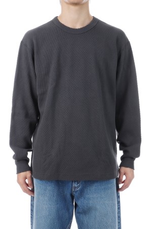 THERMAL KING RASCHEL HONEYCOMB CREW NECK L/S (W/DAMAGED) - FADE BLACK (#52027)