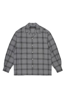 OMBRE CHECK OPEN COLLAR SHIRT L/S / GRAY (26SSE-WMS-OC03)