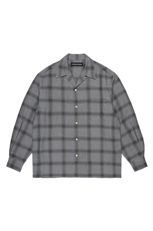 OMBRE CHECK OPEN COLLAR SHIRT L/S / GRAY (26SSE-WMS-OC03)