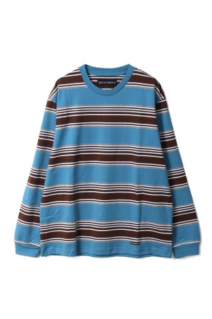 STRIPED CREW NECK LONG SLEEVE T-SHIRT ( TYPE-3 ) / GRAY (26SSE-WMT-LT03)