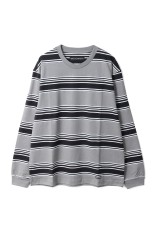 STRIPED CREW NECK LONG SLEEVE T-SHIRT ( TYPE-3 ) / GRAY (26SSE-WMT-LT03)