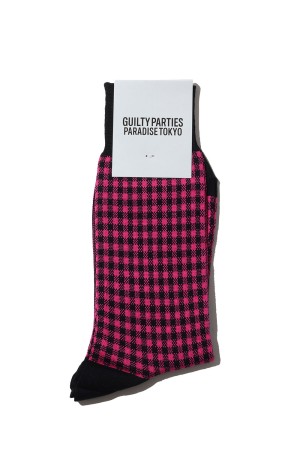 GINGHAM CHECK JACQUARD SOCKS / PINK (WMGP-SO03)