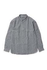 ROLL UP LINEN GINGHAM CHECK SHIRT / BLACK (PC-016-3978)