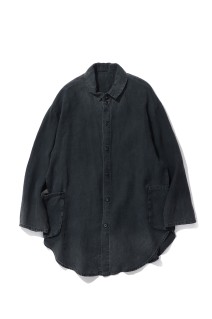BLACK LINEN SHIRT JACKET / BLACK (PC-021-3885)