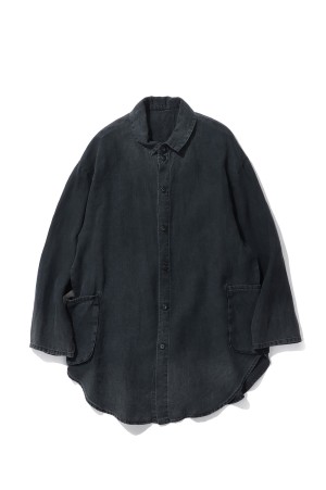 BLACK LINEN SHIRT JACKET / BLACK (PC-021-3885)