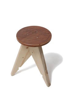 丸スツール（小全塗）/  RED /  焼印ロゴ（WHITE）