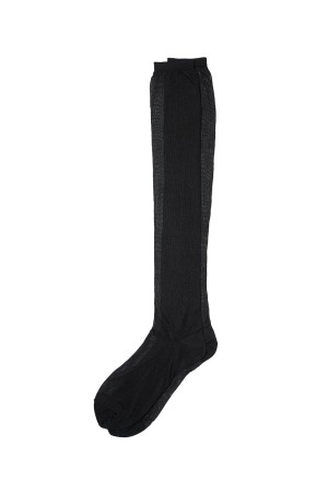 Sheer Rib High Socks - Black
