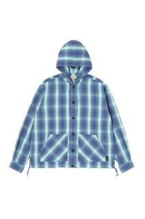 Ombre Plaid Hooded Shirt - Navy Plaid (SD26S-SH03)