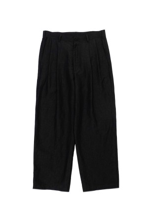 WOOL LINEN 2 TUCK TROUSERS - CHARCOAL (261-60504)