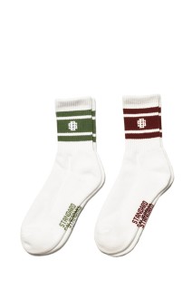 SD Sports Socks 2P - OLIVE / BURGUNDY