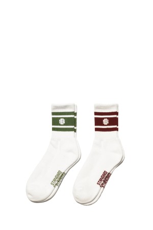 SD Sports Socks 2P - OLIVE / BURGUNDY