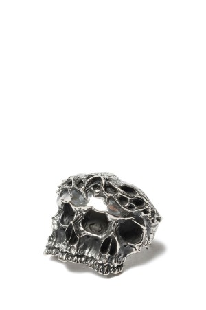 Engraved Calvary Skull Ring - Silver (RX-719-1)