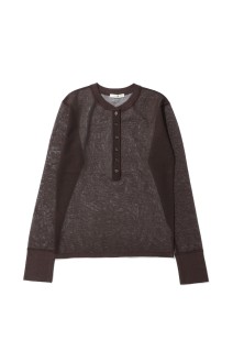 Sheer Henley Knit - BROWN (62610514)