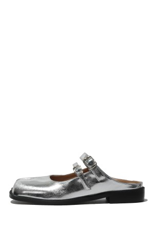 Double Buckle Mule - Silver (PAES_20255)