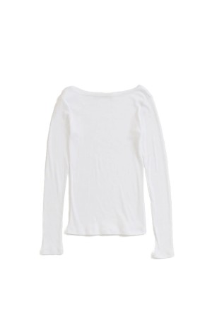 SHEER RIB LONG SLEEVE TEE - 01 WHITE (26SMSCU07)