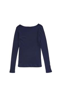 SHEER RIB LONG SLEEVE TEE - 85 NAVY (26SMSCU07)